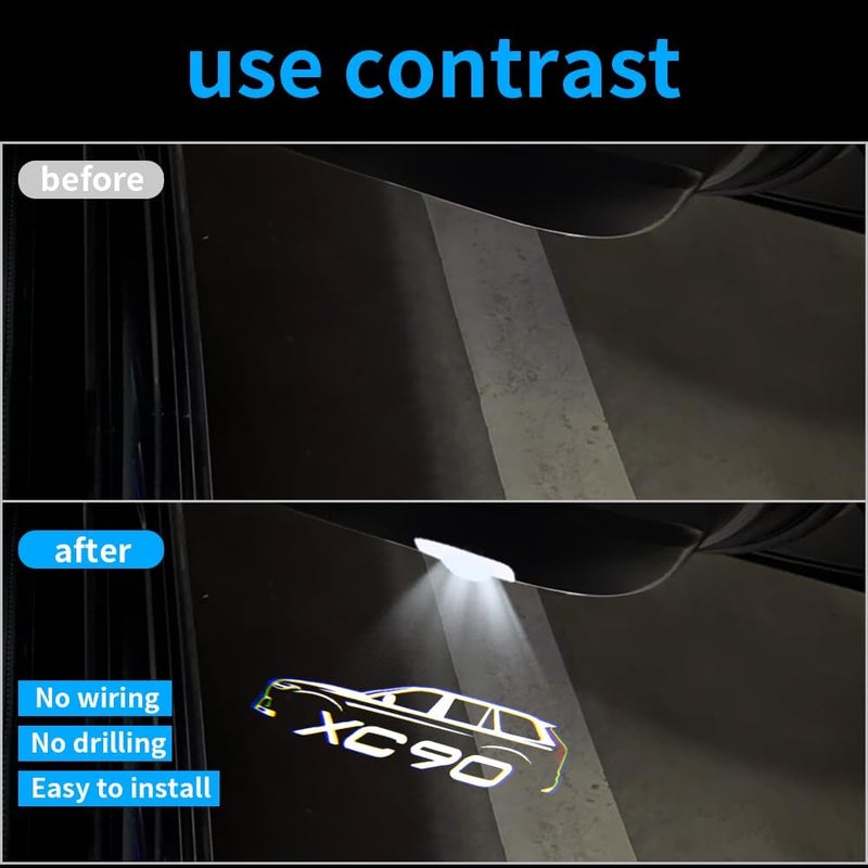 uunonaha XC90 XC60 Car Door Lights Logo Ghost Shadow Welcome Puddle Projection Light Compatible for XC90 XC60 Accessories (XC90-1) - Image 4